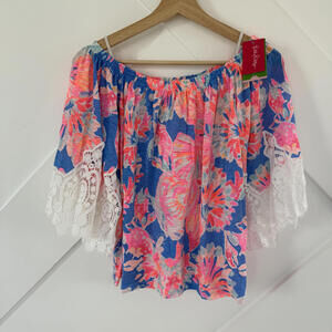 Lilly Pulitzer Zaylee Top Bennet Blue Bay Dreamin XS New